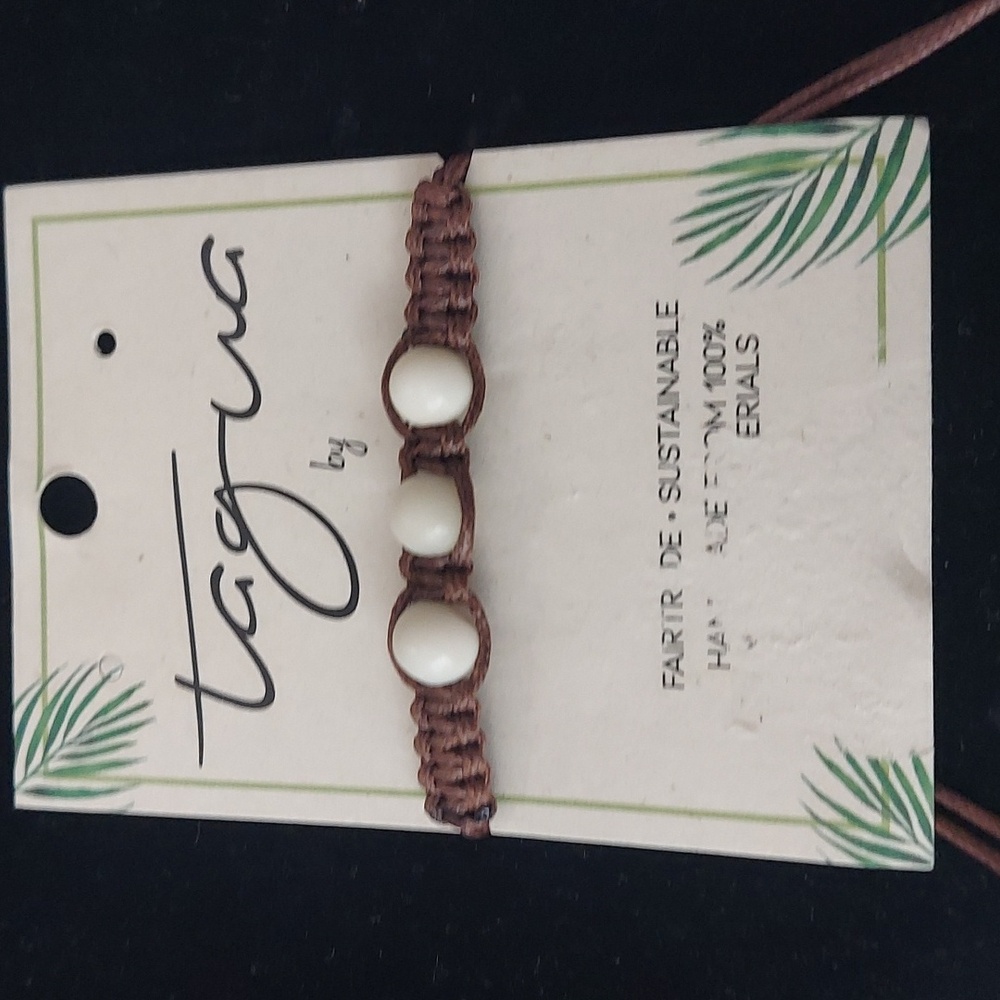 Tagua Vegetable pearls tagua nuts Cotton cord boho adjustable bracelet Anklet